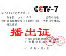 中央電視臺(tái)播出證